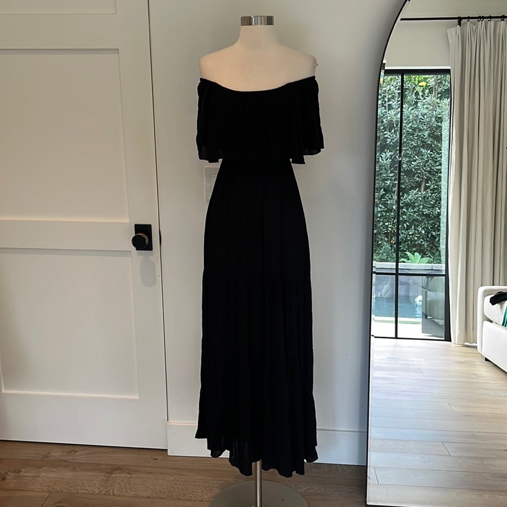 Black maxi off the shoulder swim cover up dress
